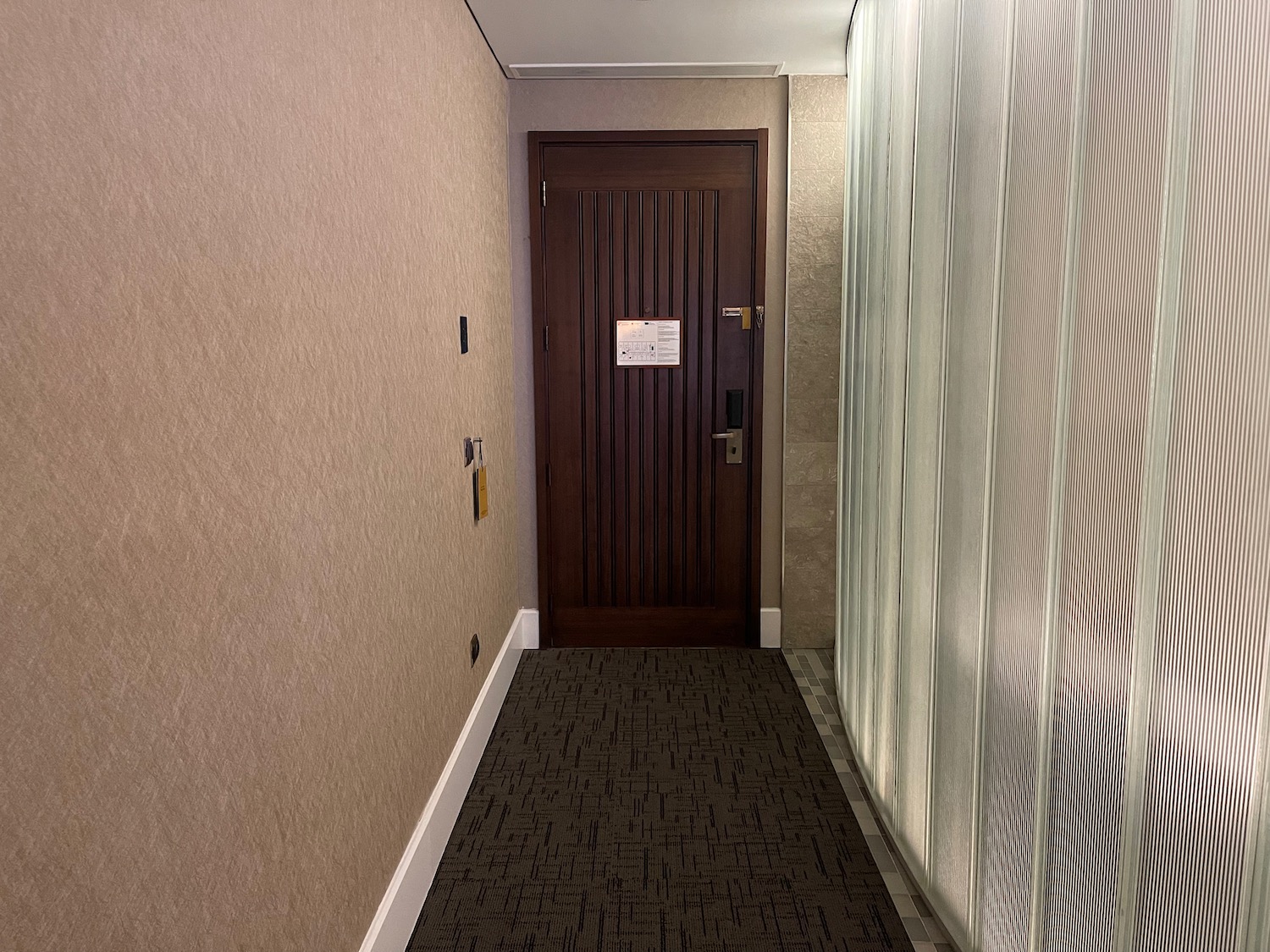 a hallway with a door