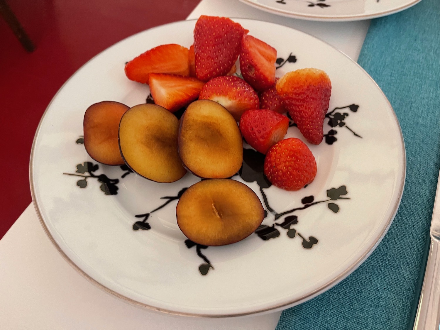 a plate of fruit on a table