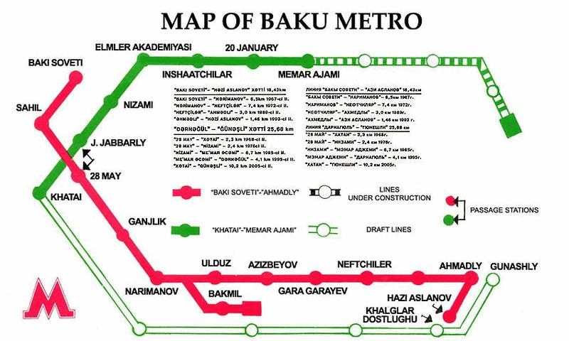 Карта метро в баку