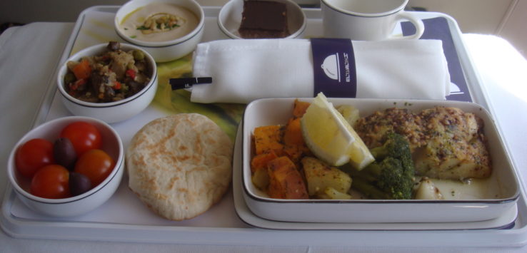 a tray of food on a table