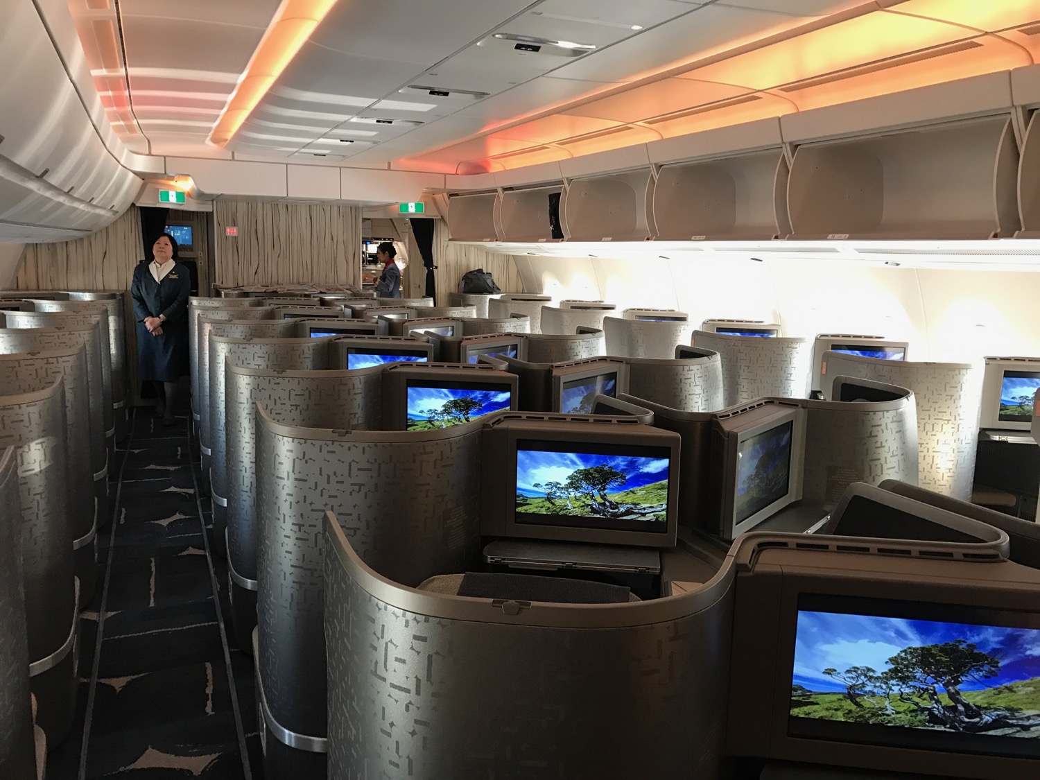 a group of monitors in an airplane