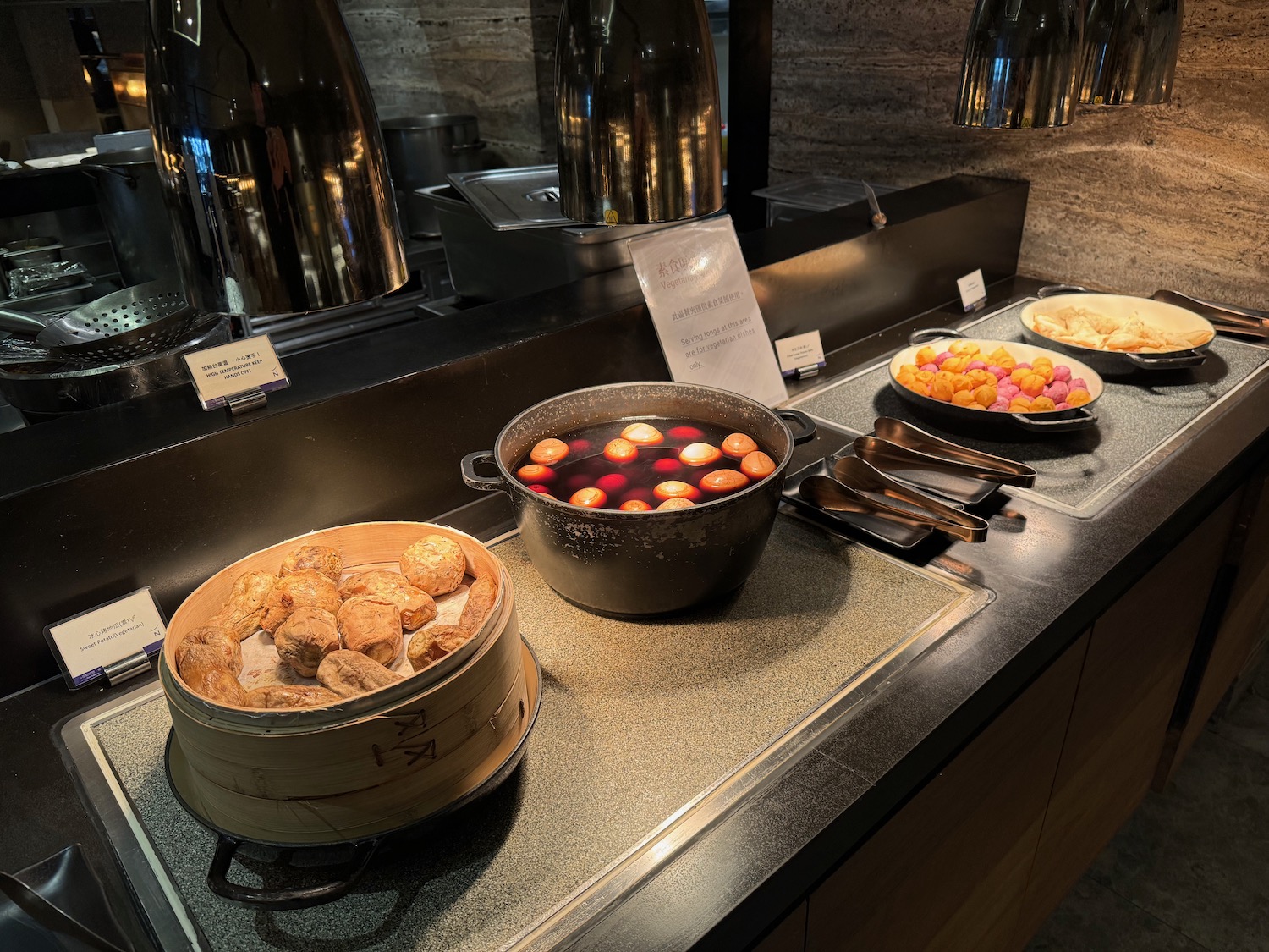 food on a counter in a restaurant