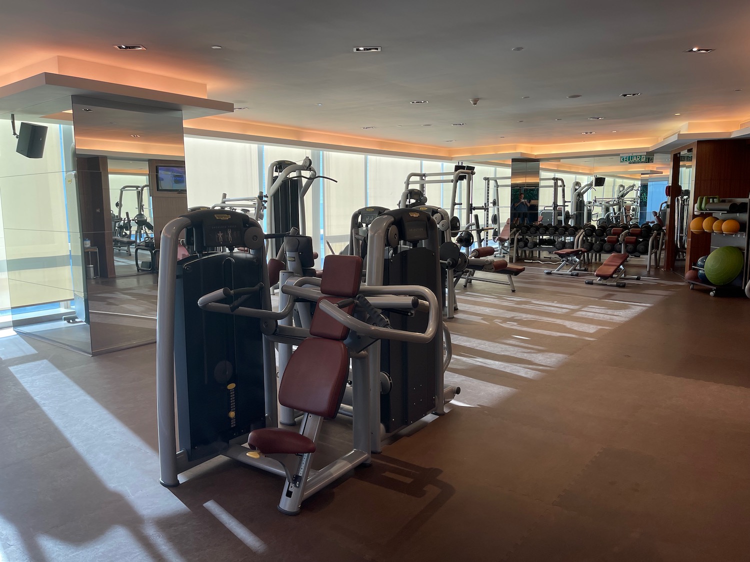 a gym with exercise equipment