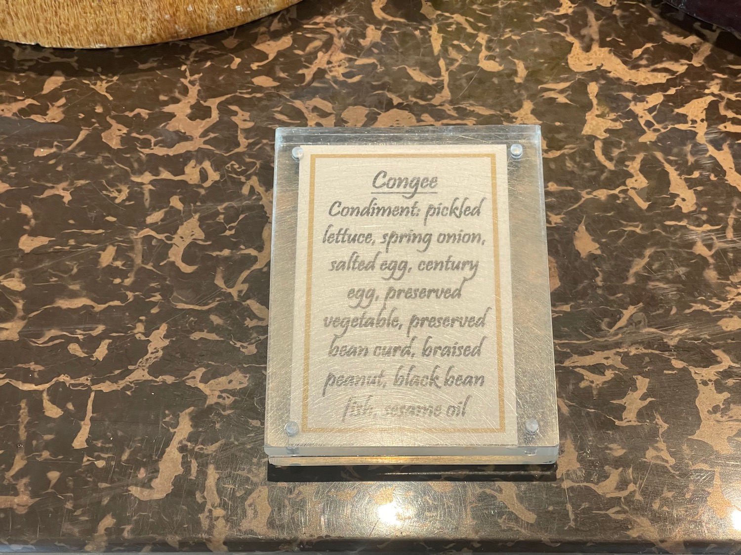 a sign on a counter