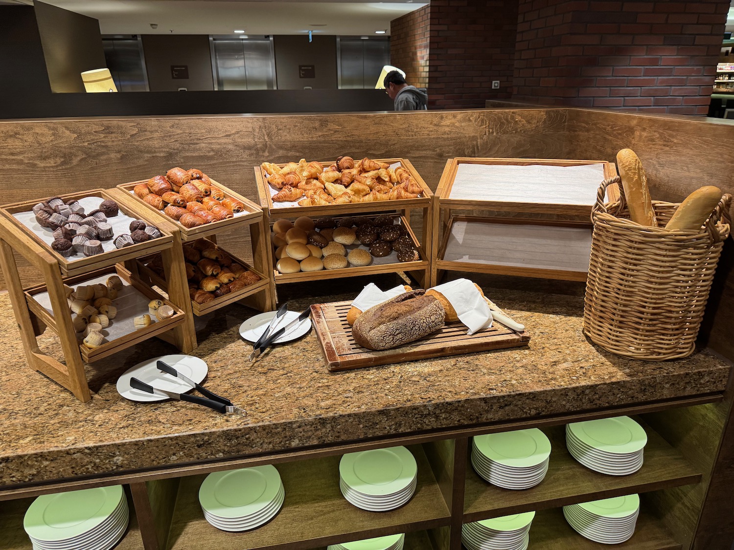 a display of bread and rolls