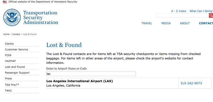 TSA Lost Items