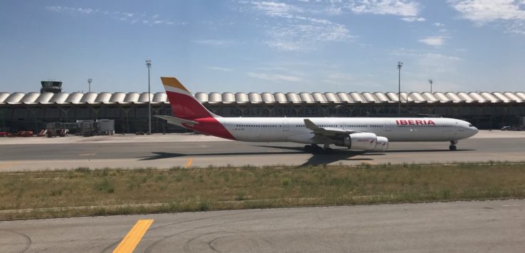 a plane on the runway