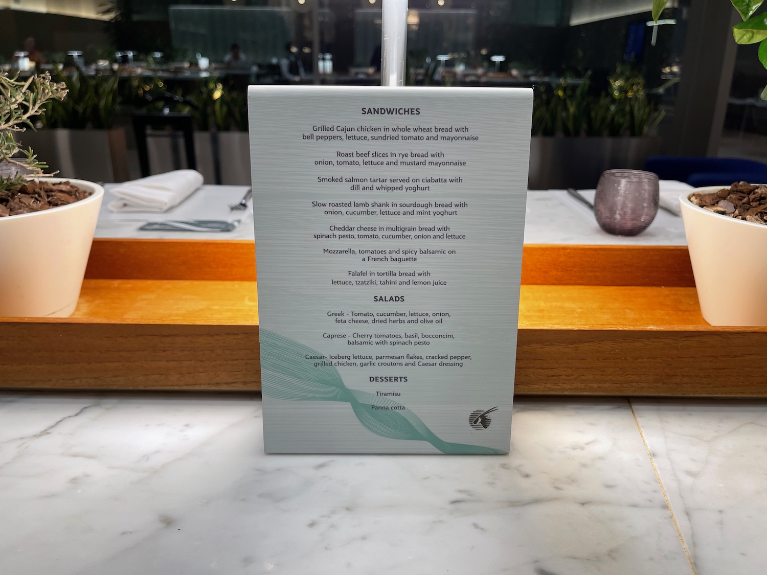 a menu on a table