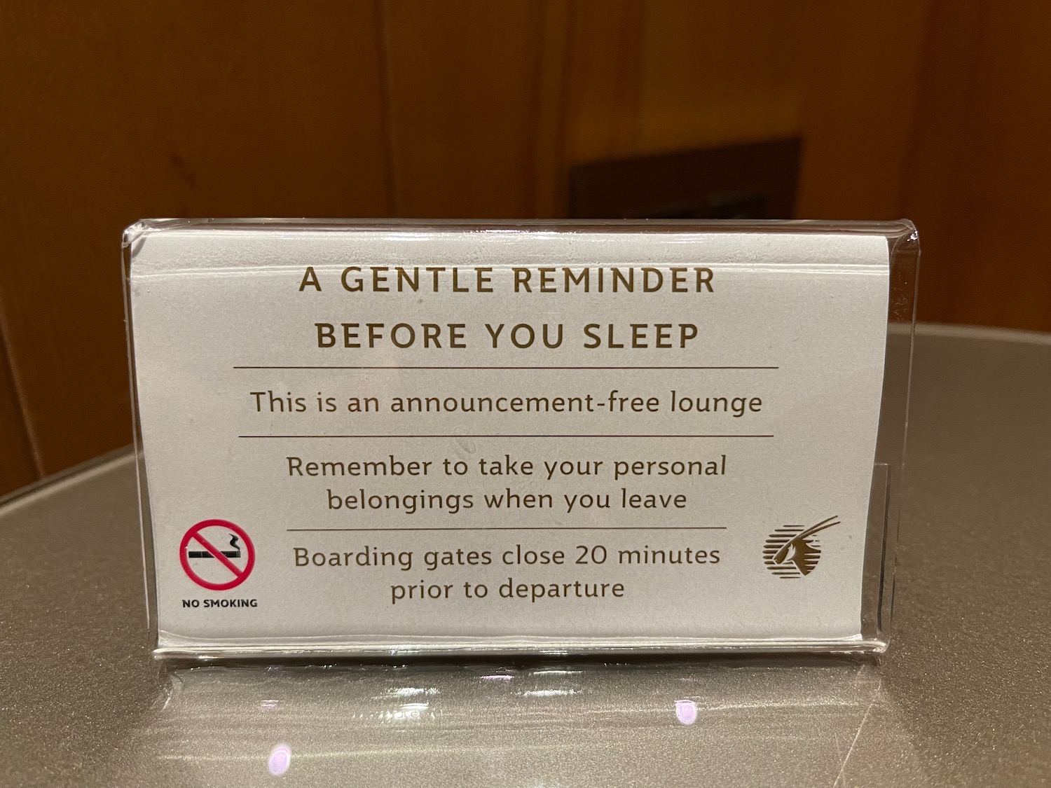 a sign on a counter
