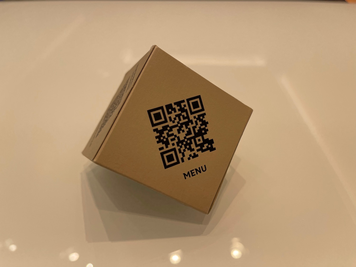 a box with a qr code on it