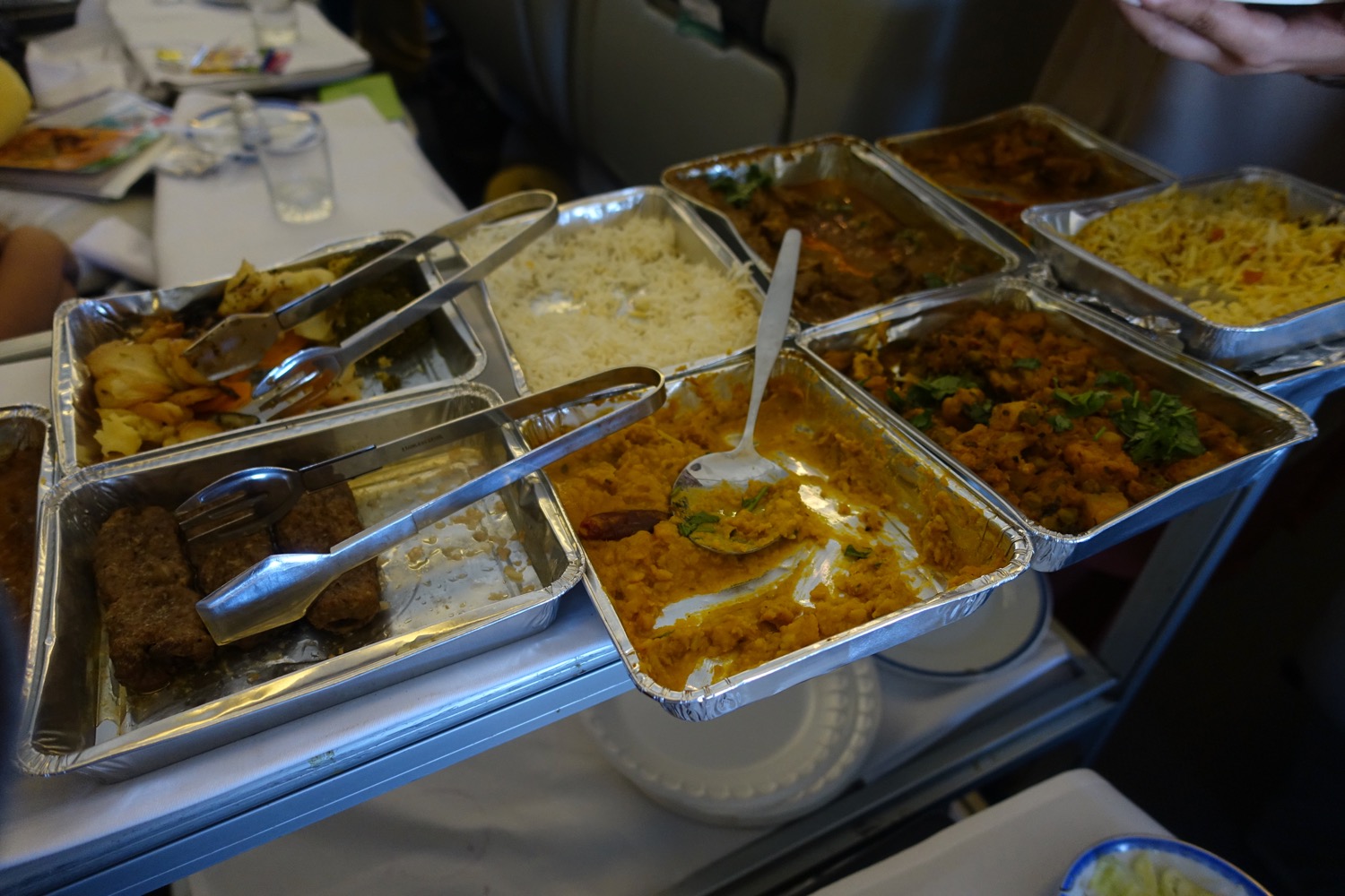 a trays of food on a table