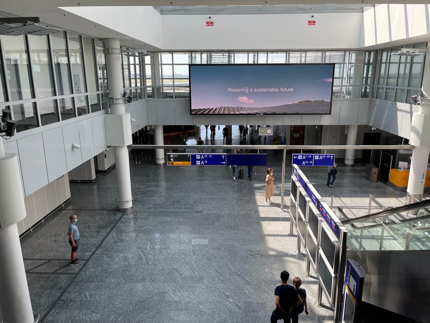 a large screen in a building