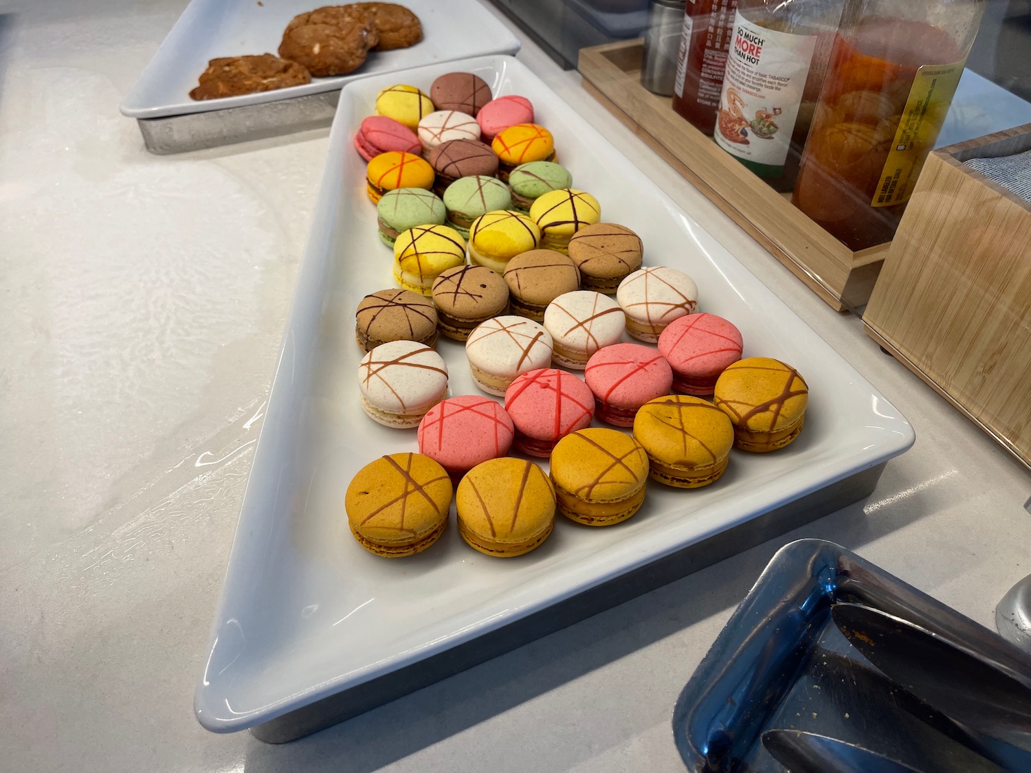 a plate of cookies on a counter