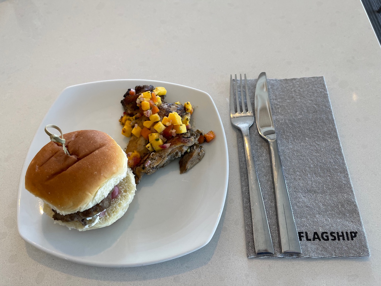 a plate of food with a fork and knife