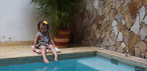 Lucy poolside in Cartagena