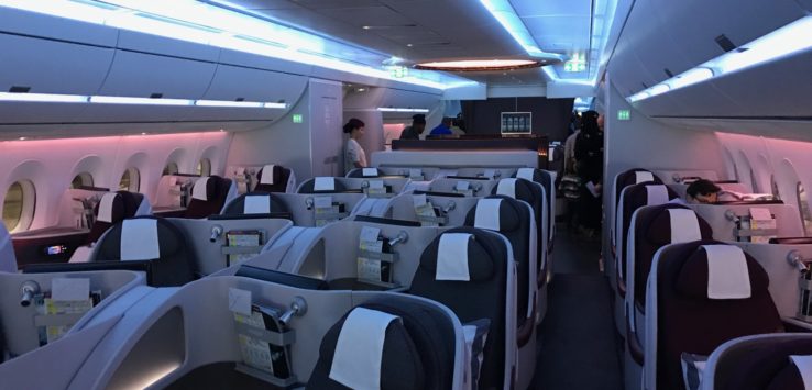 a plane with rows of seats