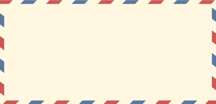 a red and blue envelope