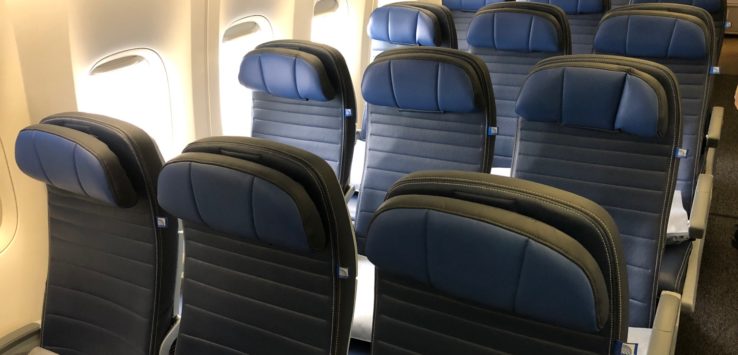 a row of seats in an airplane