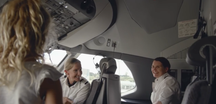 a group of women in a plane