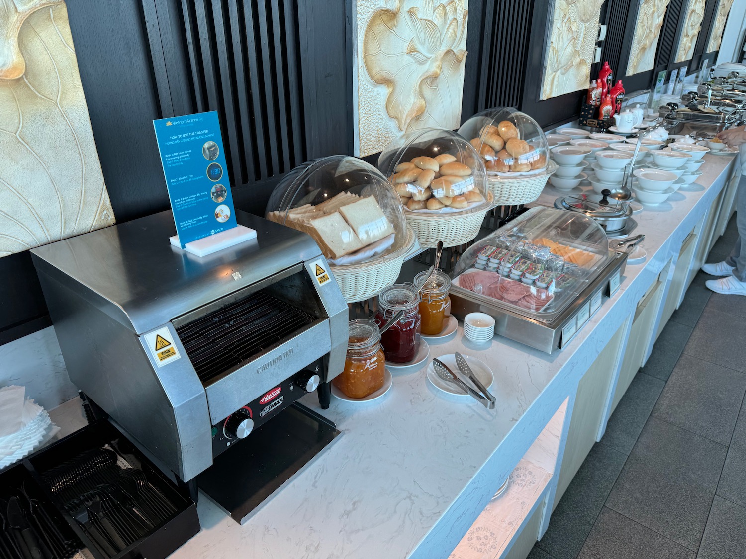 food on a counter in a restaurant