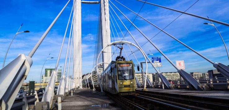 a train on a bridge