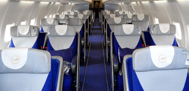 the inside of an airplane