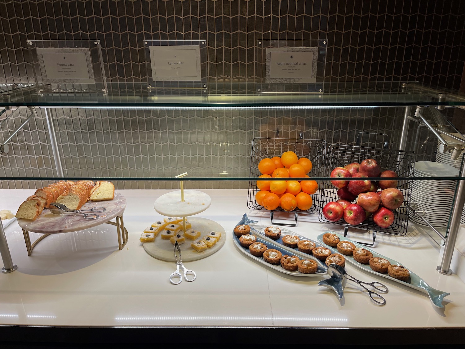 a display case with food on it