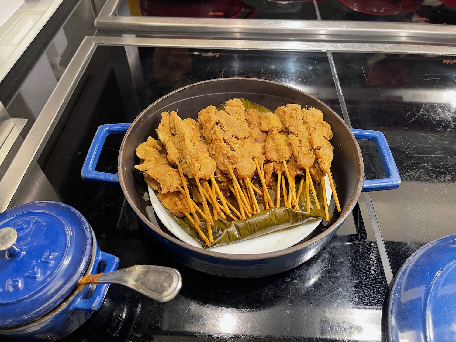 a pan of food on a stove