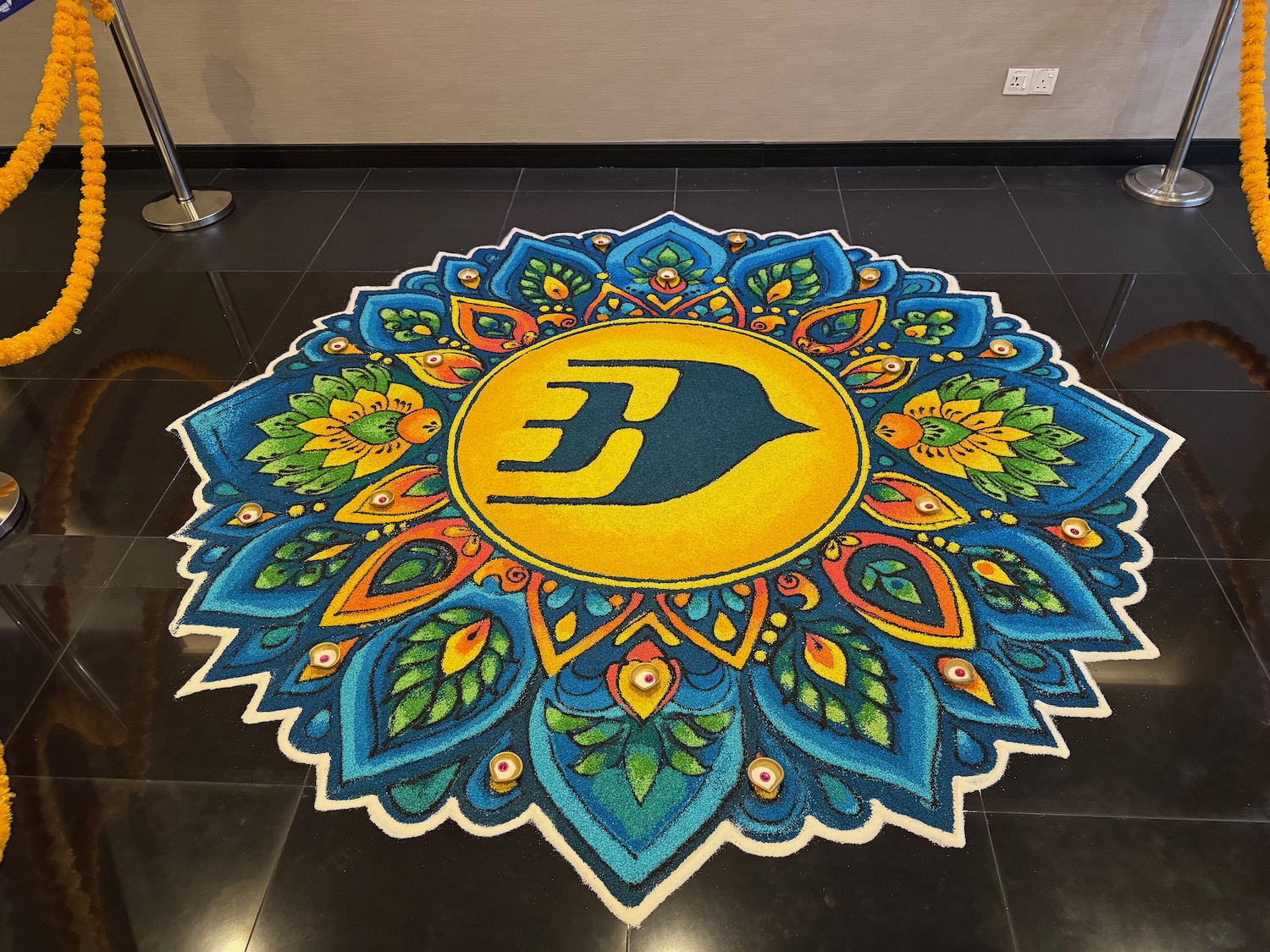 a colorful rug on the floor