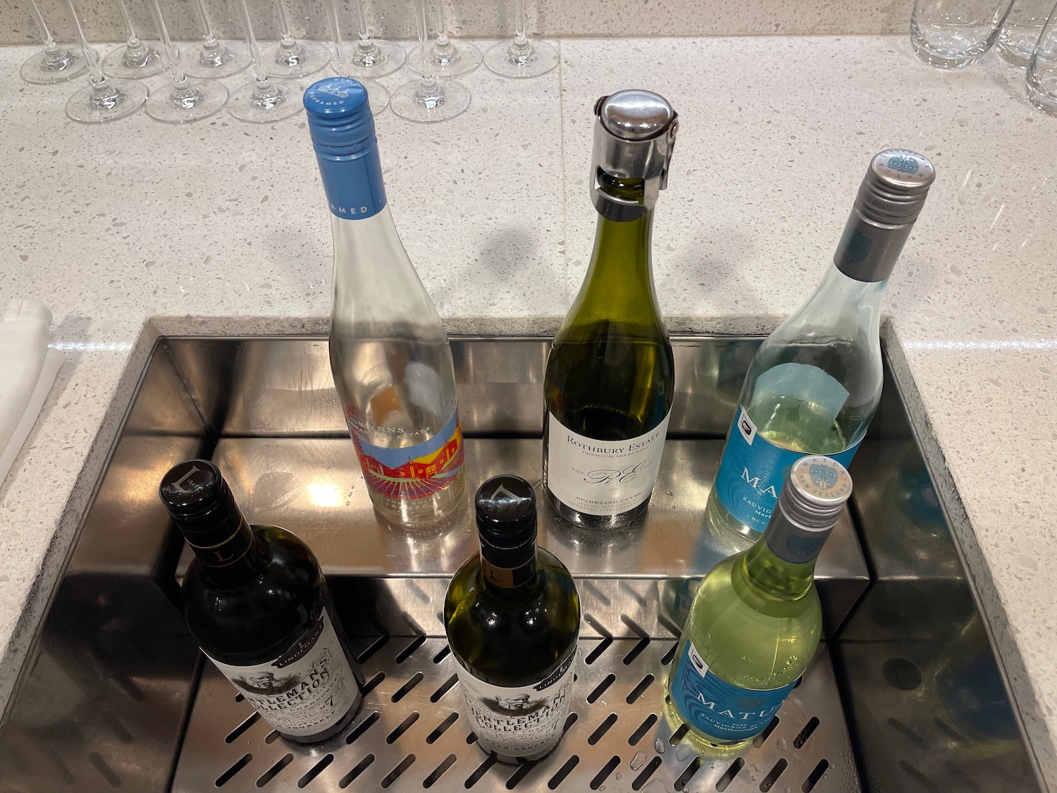 a group of bottles on a counter