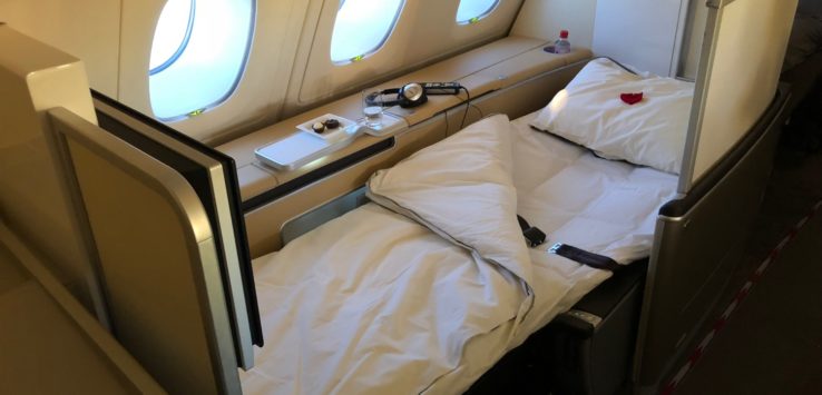 a bed in an airplane