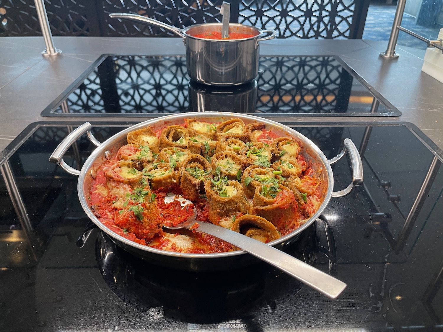 a pot of food on a stove