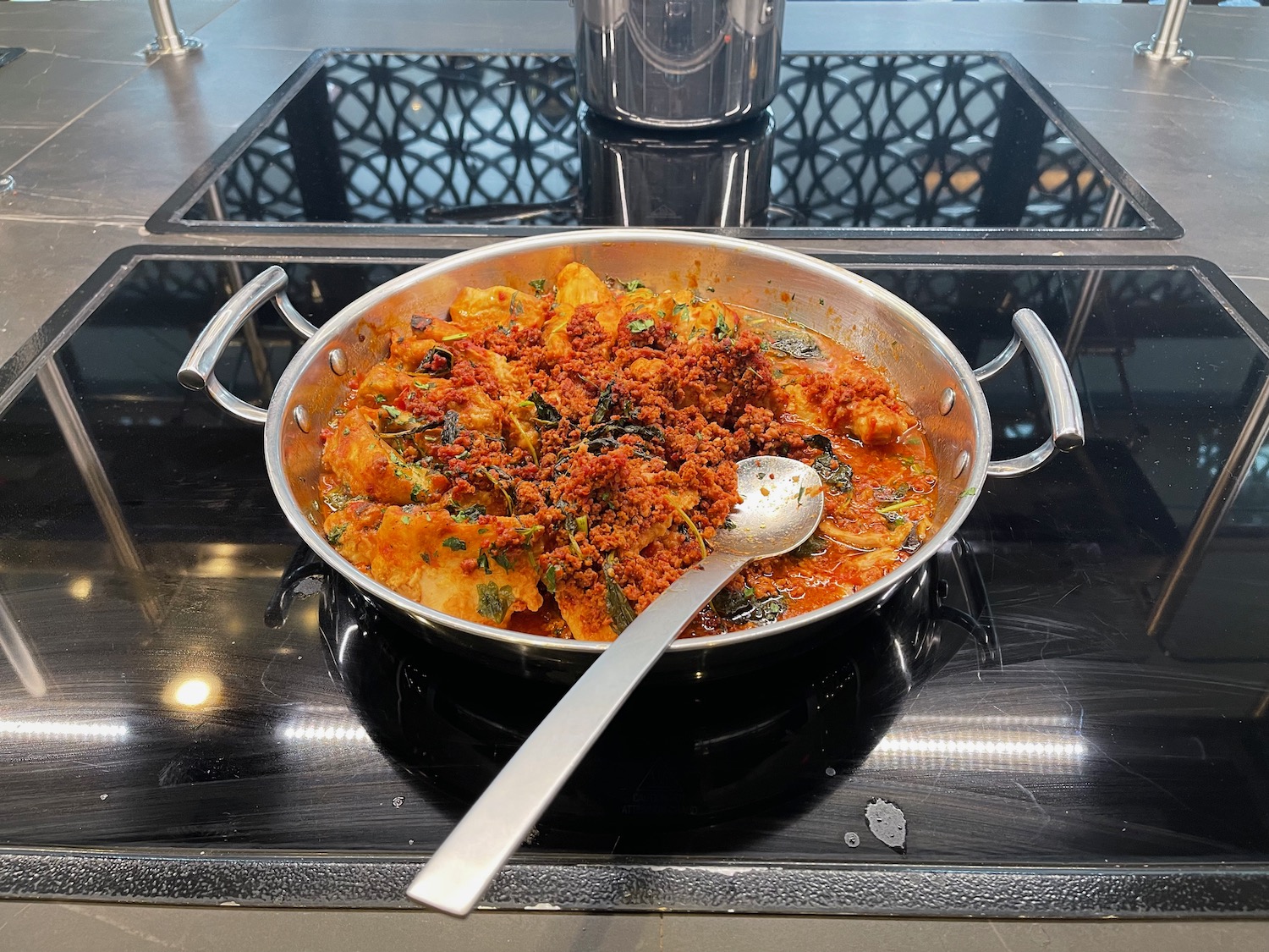 a pot of food on a stove