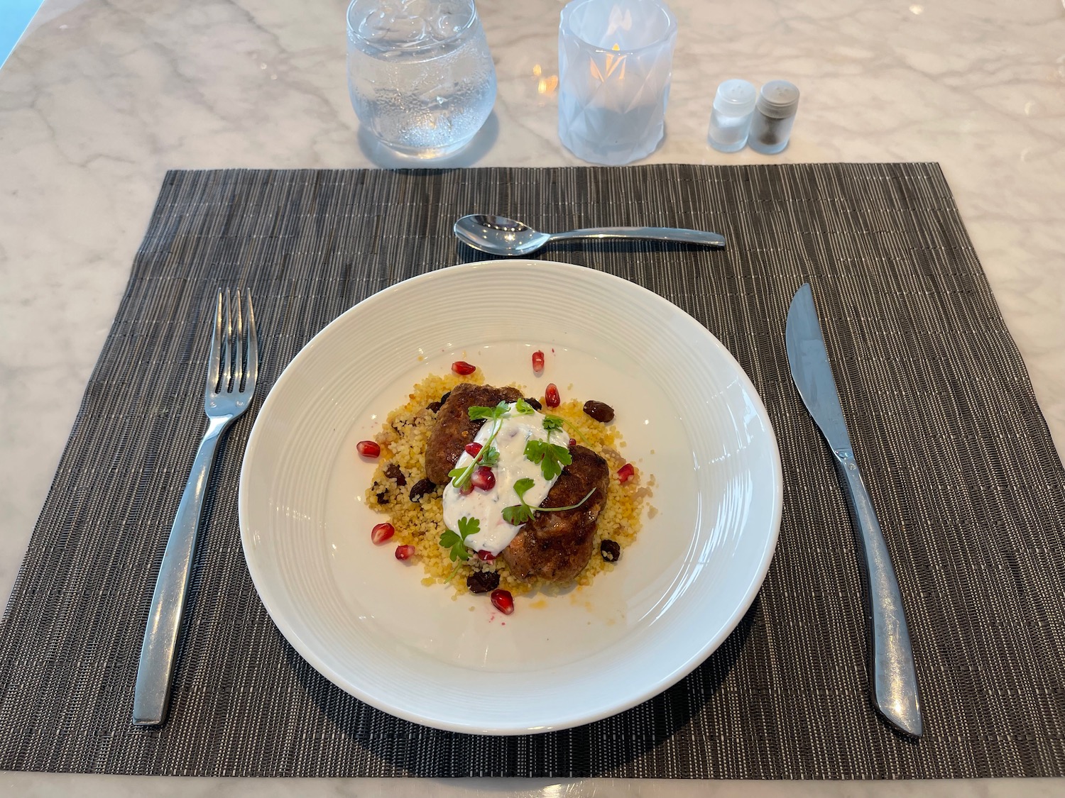 a plate of food on a placemat