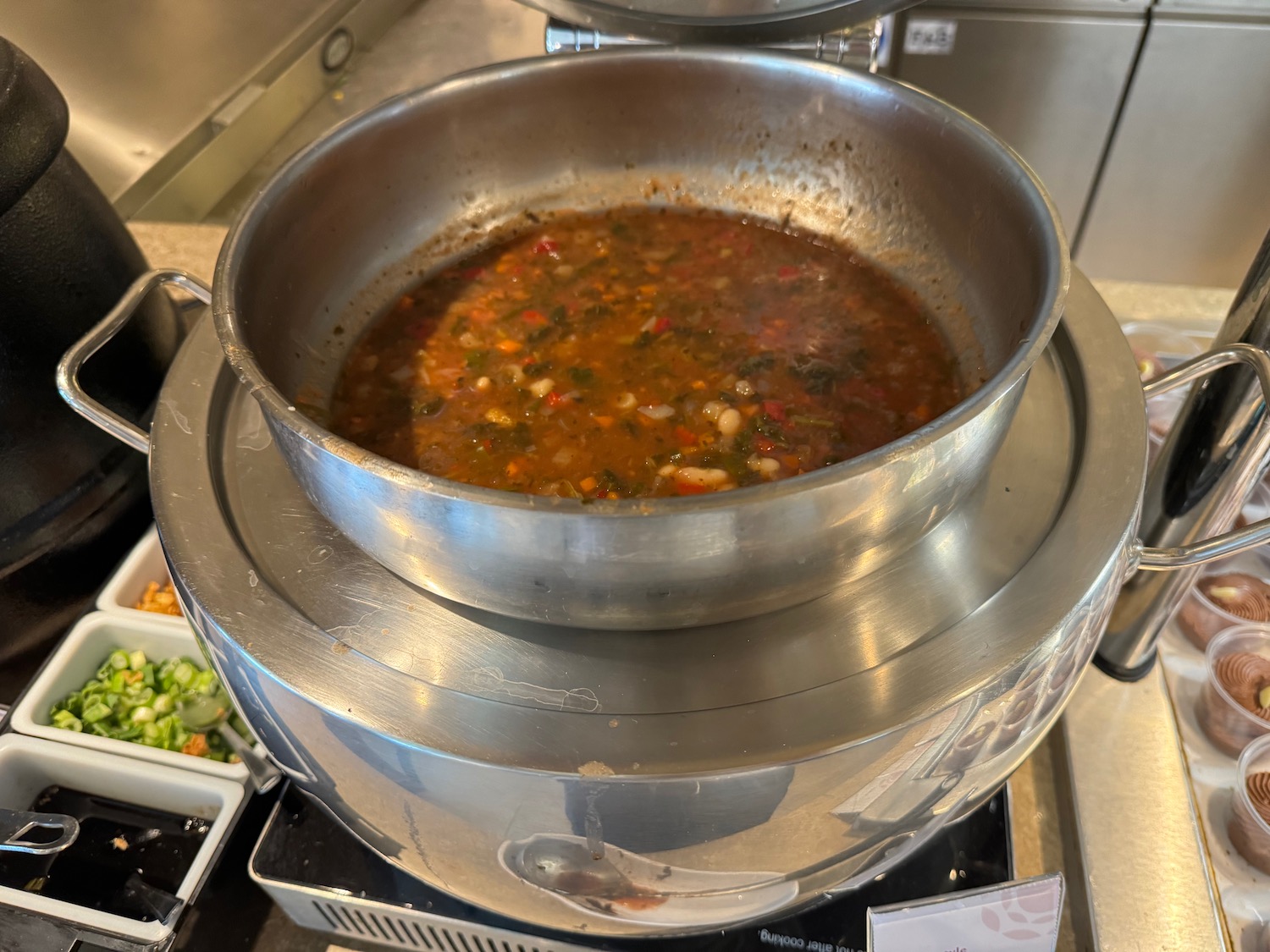 a pot of soup on a stove