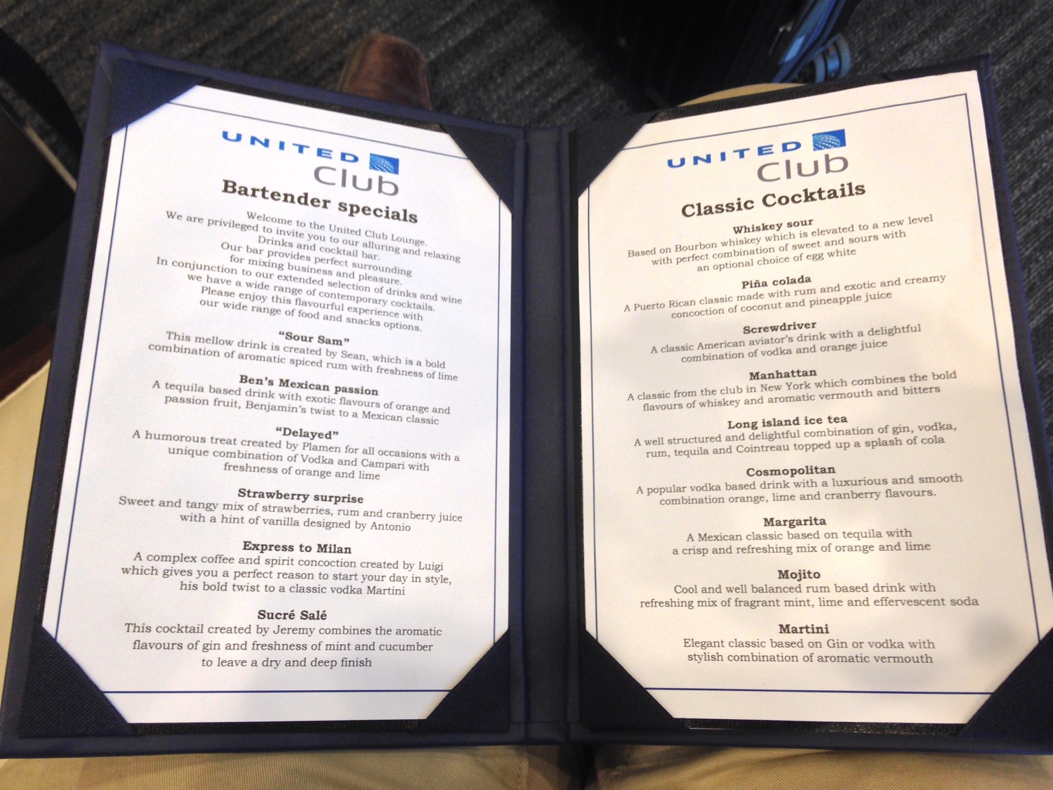 a menu in a restaurant