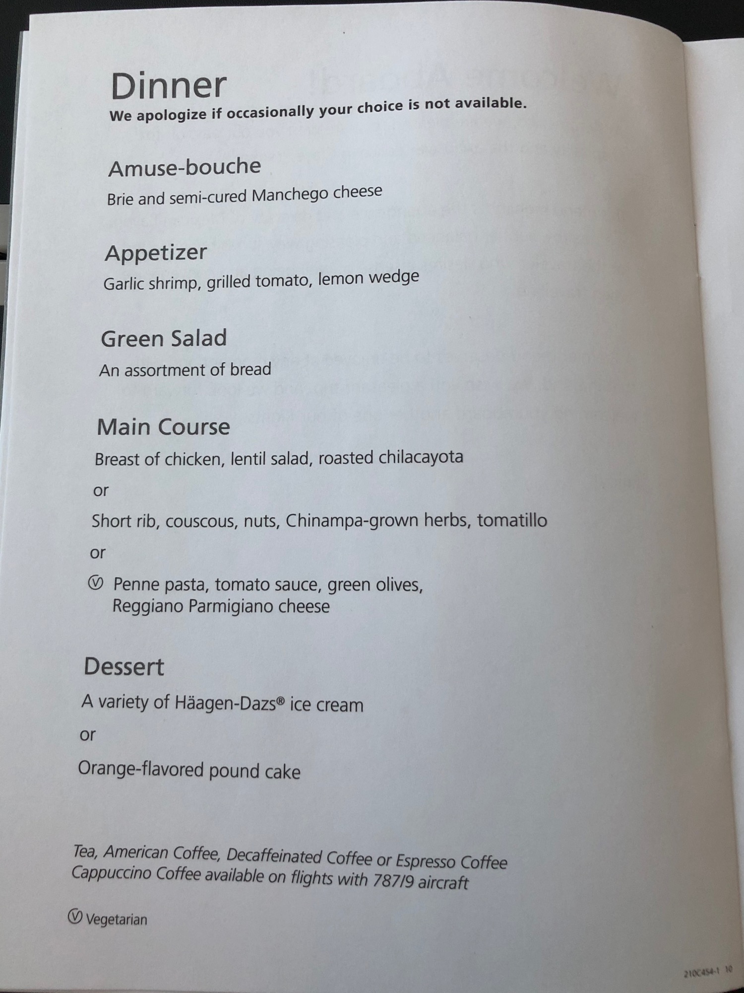 a menu in a book