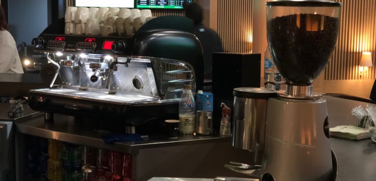 a coffee machine in a coffee shop