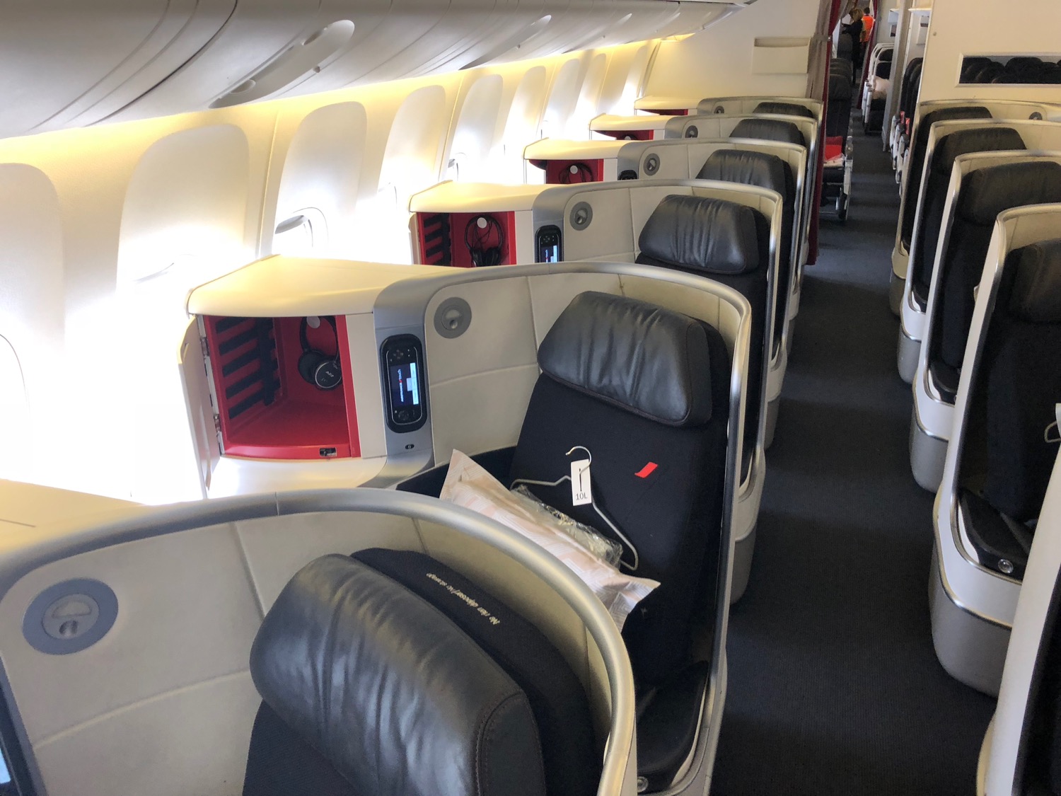 a row of seats on an airplane