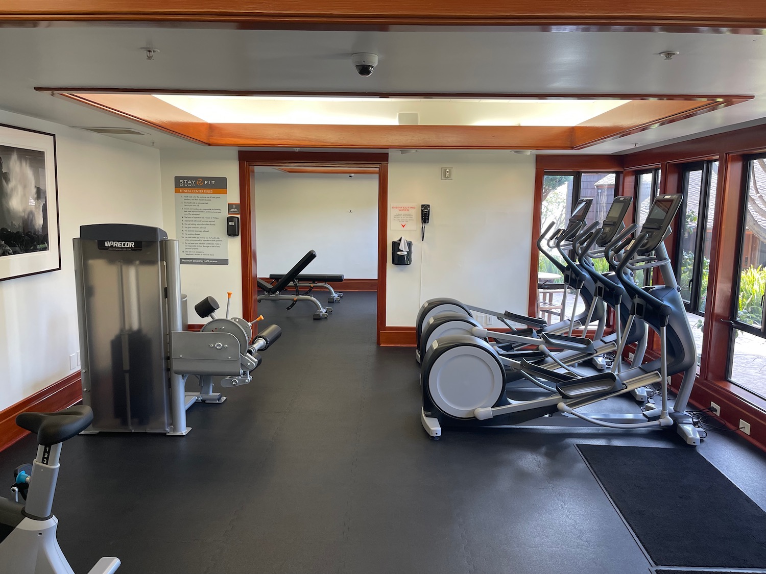 a gym with exercise equipment