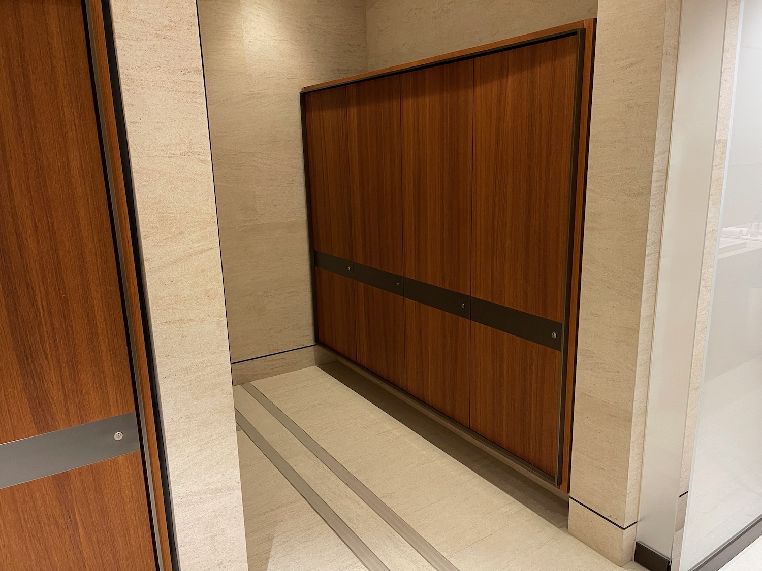 a wooden door in a room