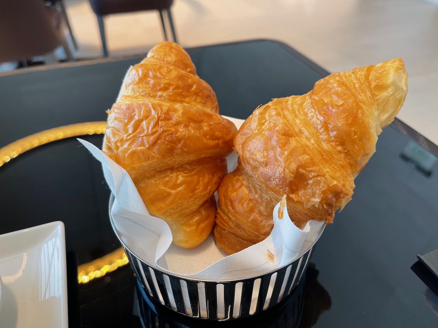 a croissants in a basket