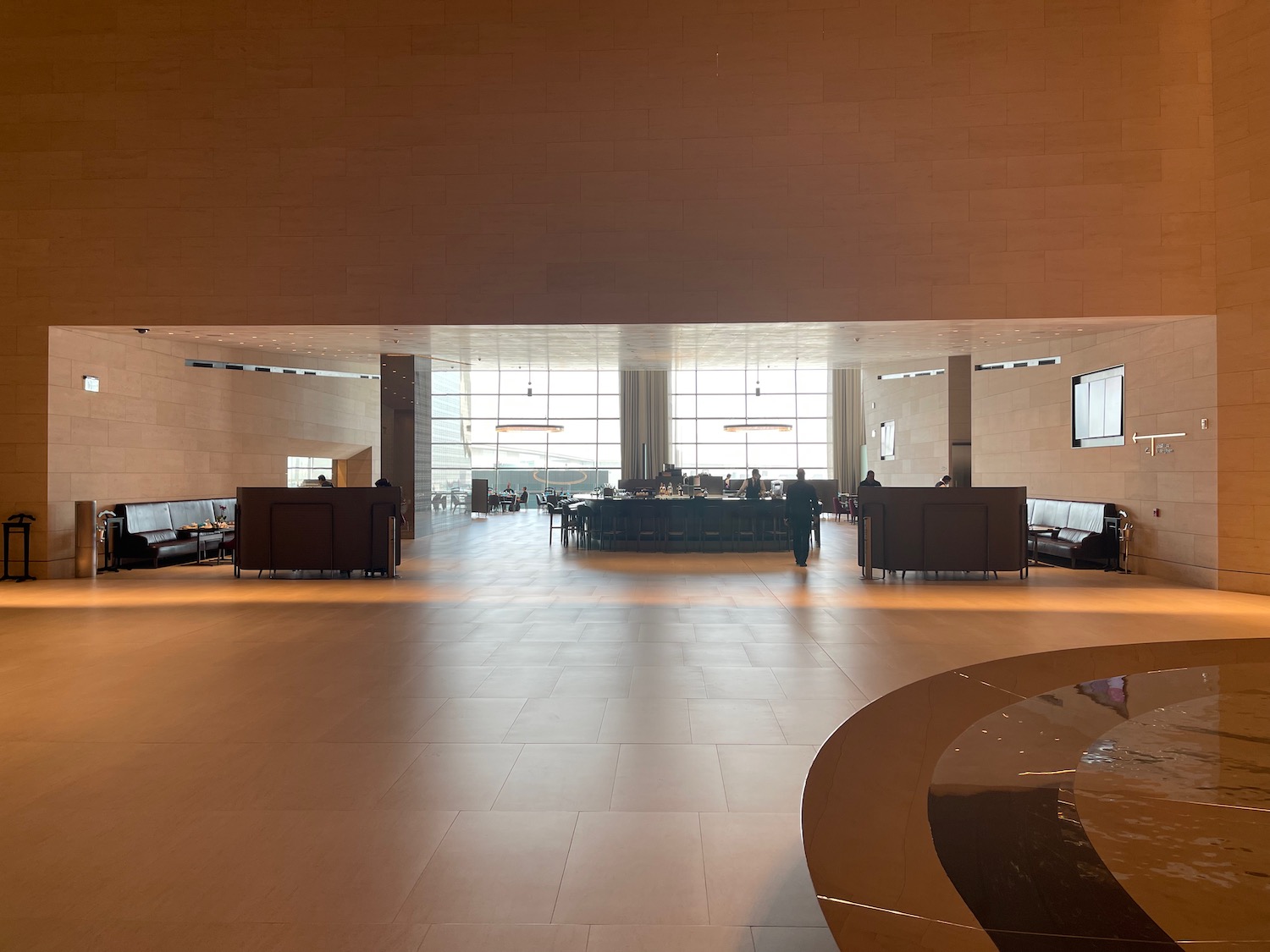 a large room with a large table and chairs