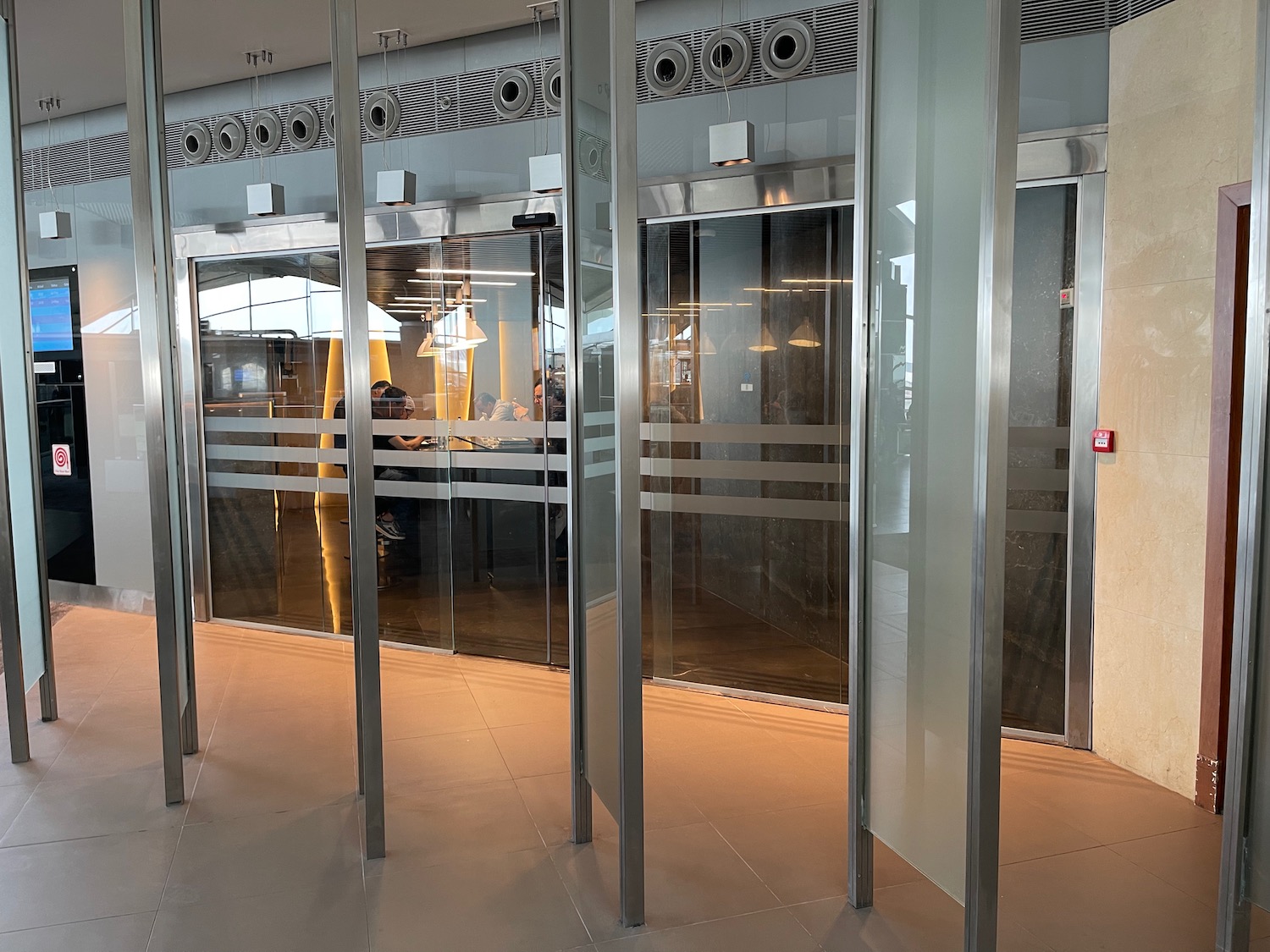 a glass doors in a building