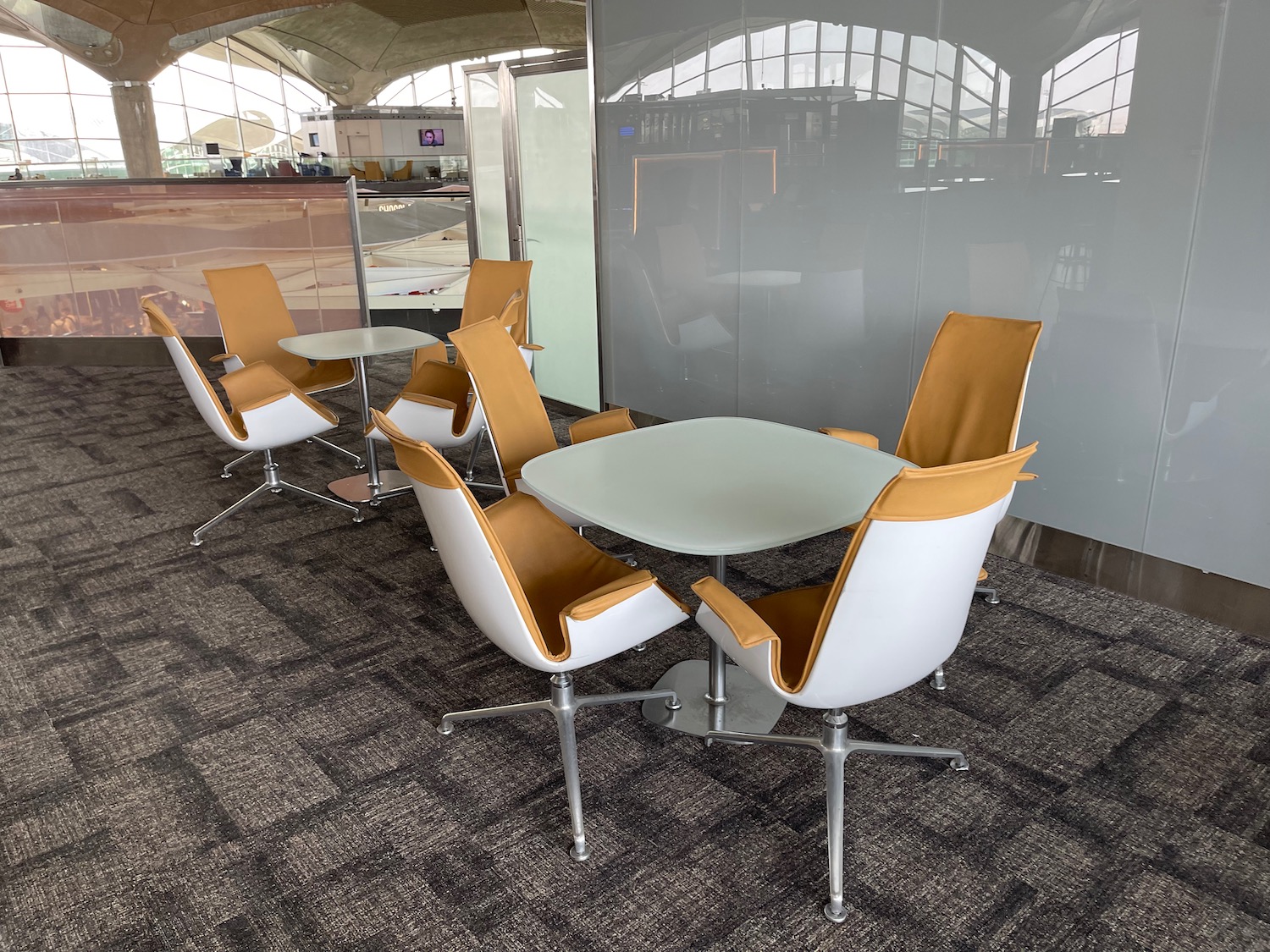 a table and chairs in a room