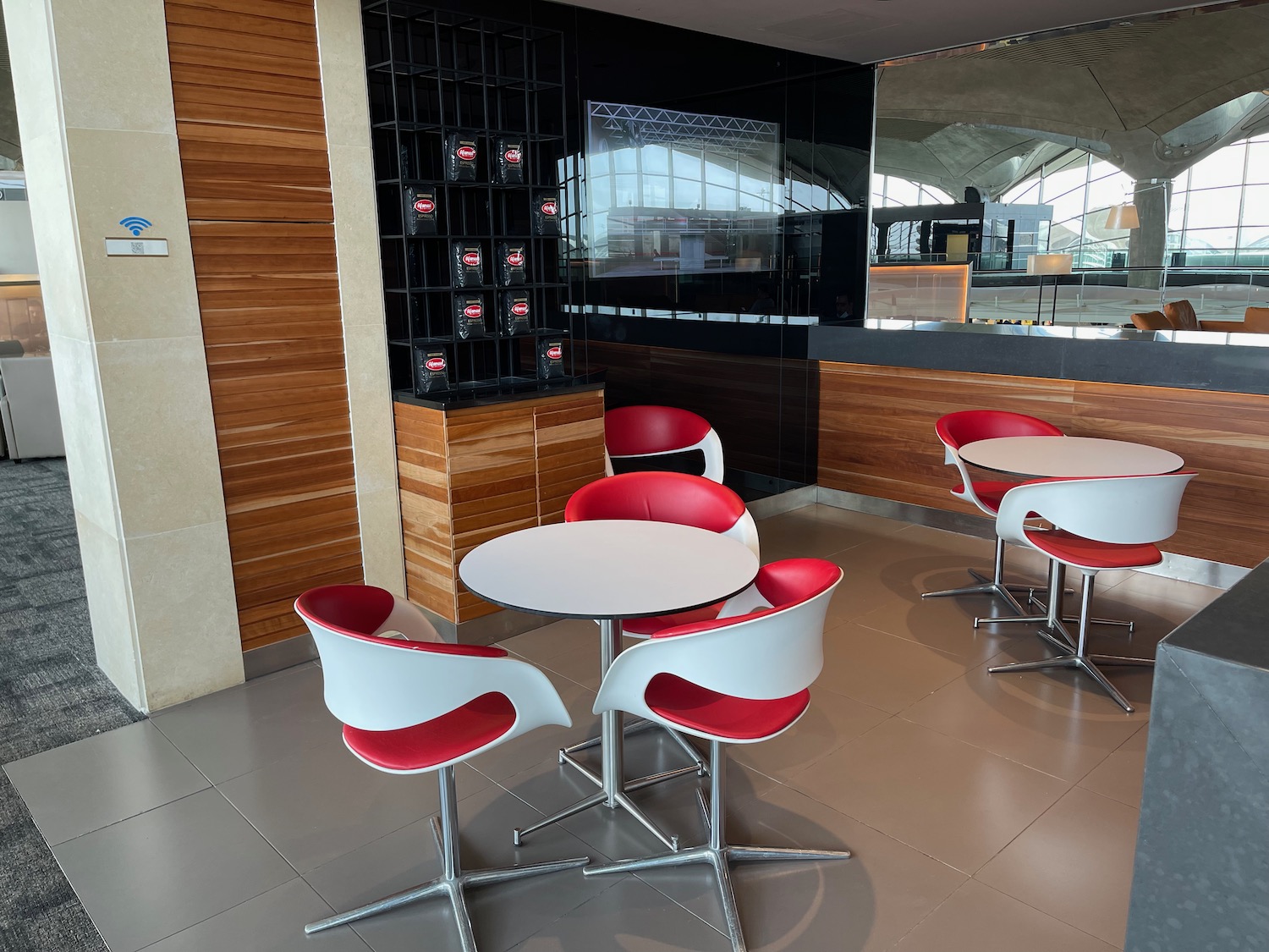 a table and chairs in a room