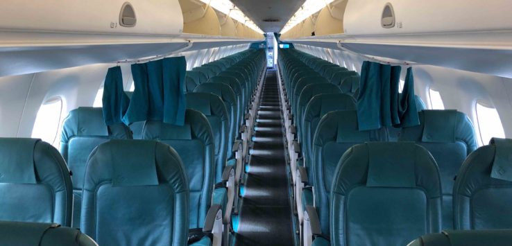 a row of seats in an airplane