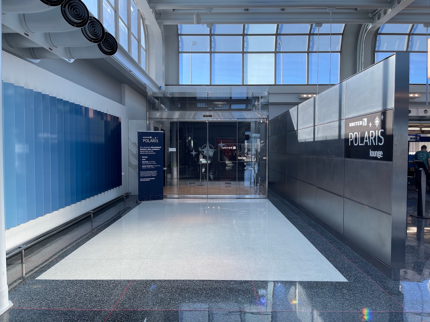 a glass door in a building