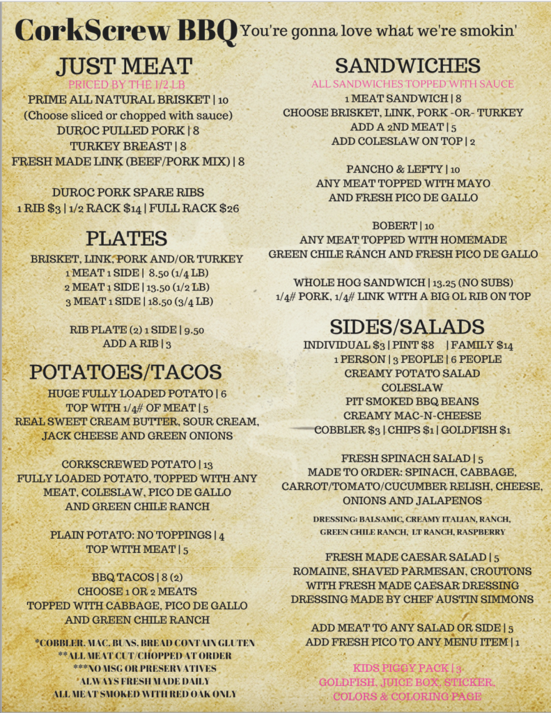 Houston Destination Restaurant Review Corkscrew BBQ Live and Let's Fly