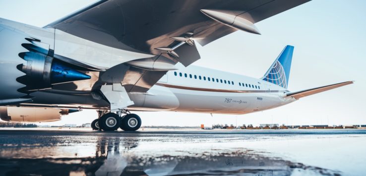 a plane on the runway